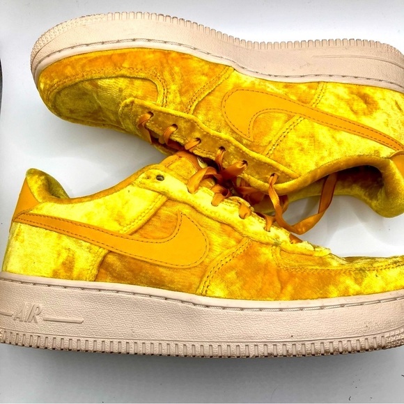 Nike Shoes - Nike Air Force 1 LV8 GS Mineral Gold yellow velour sneakers kids 6Y women’s 7.5